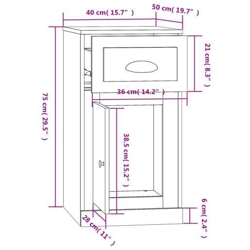 vidaXL Armário apoio c gaveta 40x50x75cm cor carvalho sonoma vidaXL Armário apoio c gaveta 40x50x75cm cor carvalho sonoma
