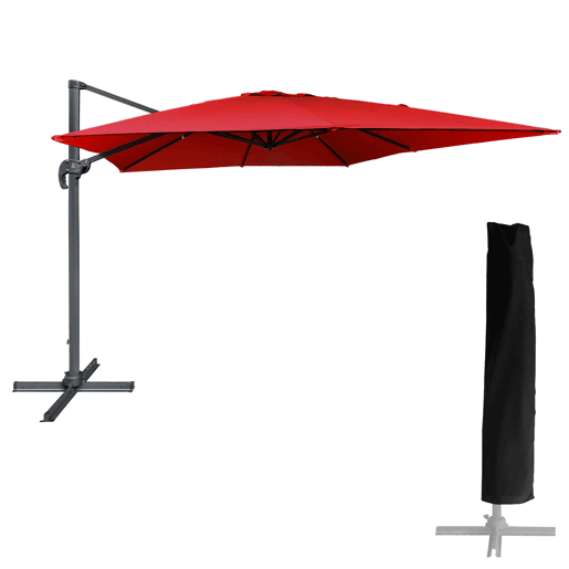 Sombrilla cuadrada MOLOKAI 3x3m roja + funda