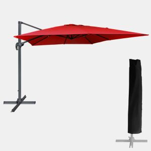 Sombrilla cuadrada MOLOKAI 3x3m roja + funda