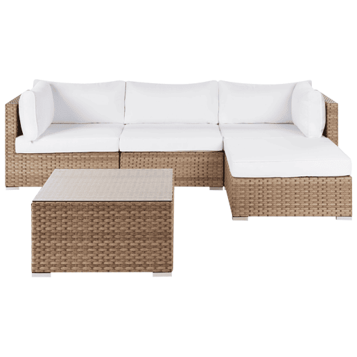 Conjunto de sofás de jardim de canto 4 lugares SANO à esquerda Natural