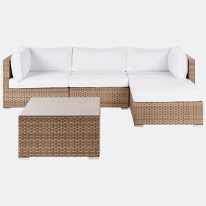 Conjunto de sofás de jardim de canto 4 lugares SANO à esquerda Natural