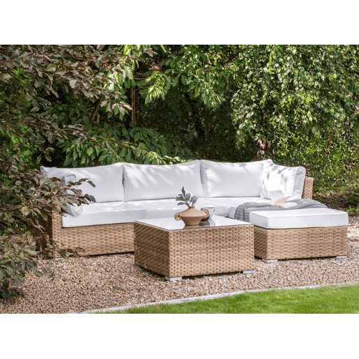 Conjunto de sofás de jardim de canto 4 lugares SANO à esquerda Natural