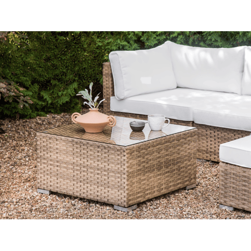 Conjunto de sofás de jardim de canto 4 lugares SANO à esquerda Natural