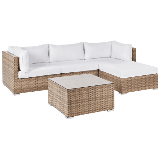 Conjunto de sofás de jardim de canto 4 lugares SANO à esquerda Natural