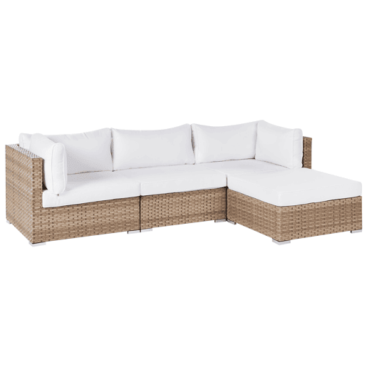 Conjunto de sofás de jardim de canto 4 lugares SANO à esquerda Natural