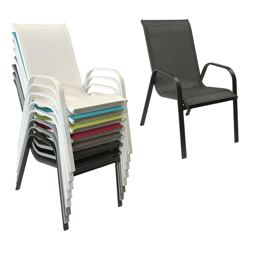 Lote de 4 sillas MARBELLA en textileno gris - aluminio gris antracita