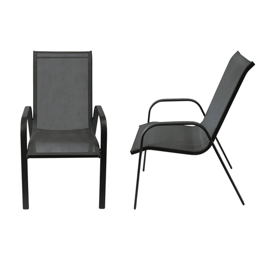 Lote de 4 sillas MARBELLA en textileno gris - aluminio gris antracita