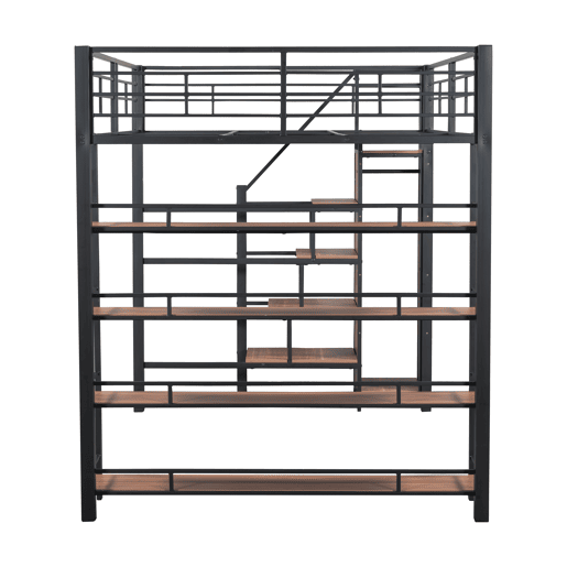 Cama mezzanine 140x200 cm - com pequeno roupeiro e prateleiras para arrumação - Preto