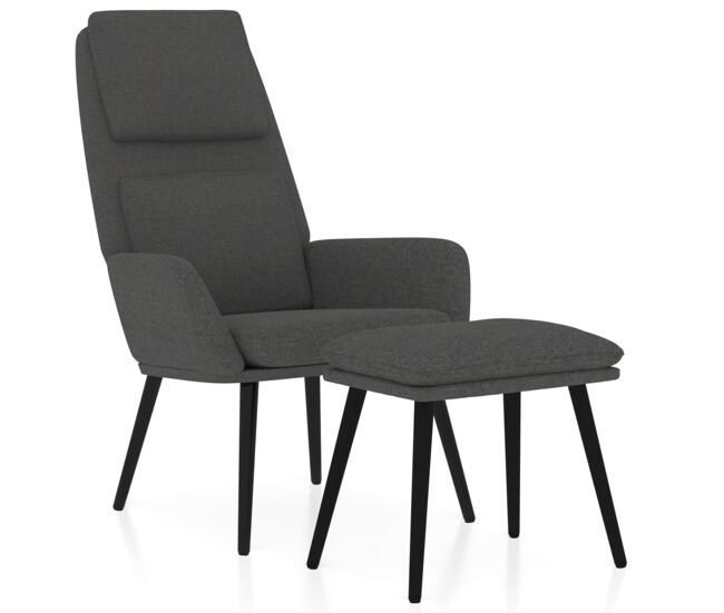 Vidaxl sillón de relax con taburete tela gris oscuro