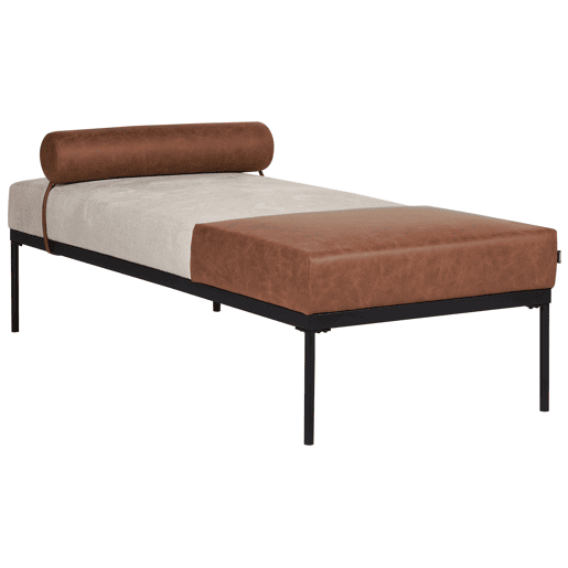 Beliani Chaise longue Pele sintética, Linho sintético MALMOS