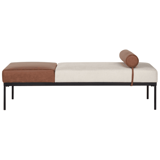 Beliani Chaise longue Pele sintética, Linho sintético MALMOS