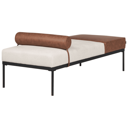 Beliani Chaise longue Pele sintética, Linho sintético MALMOS