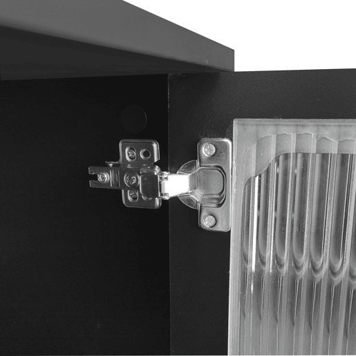 Móvel moderno para televisão - com portas de rotim e 2 gavetas - pernas metálicas - Preto