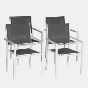 Juego de 4 sillas de aluminio blanco - textileno gris