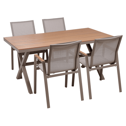 Conjunto de refeições de jardim 4 lugares TIANO Metal Cinzento