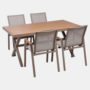 Conjunto de refeições de jardim 4 lugares TIANO Metal Cinzento