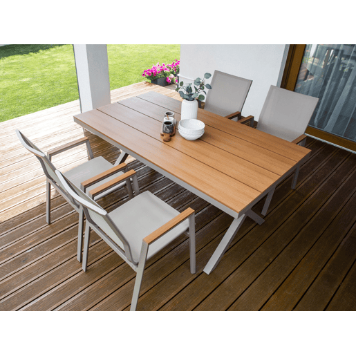 Conjunto de refeições de jardim 4 lugares TIANO Metal Cinzento