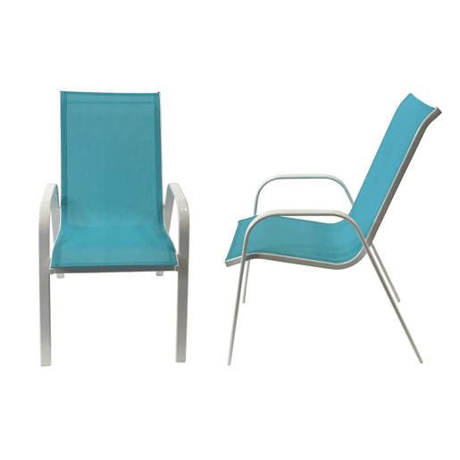Lote de 4 sillas MARBELLA en textileno azul - aluminio blanco