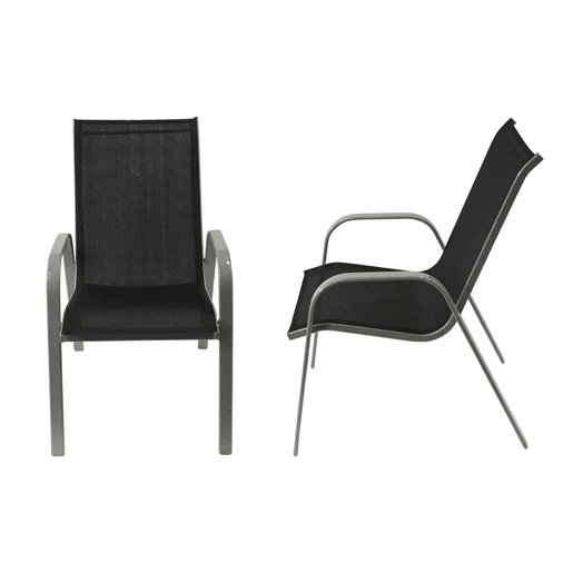 Lote de 4 sillas MARBELLA en textileno negro - aluminio gris