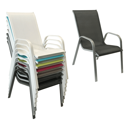 Lote de 6 sillas MARBELLA en textileno gris - aluminio gris