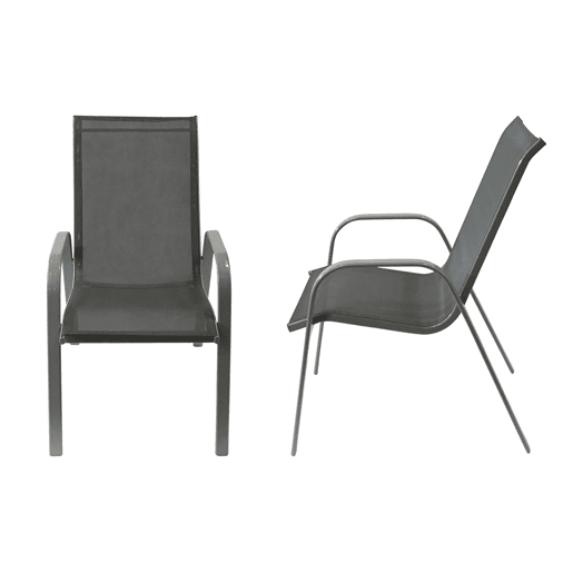 Lote de 6 sillas MARBELLA en textileno gris - aluminio gris