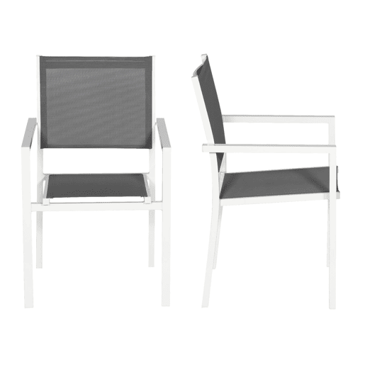 Juego de 6 sillas de aluminio blanco - textileno gris Juego de 6 sillas de aluminio blanco - textileno gris