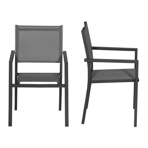Juego de 10 sillas de aluminio antracita - textileno gris