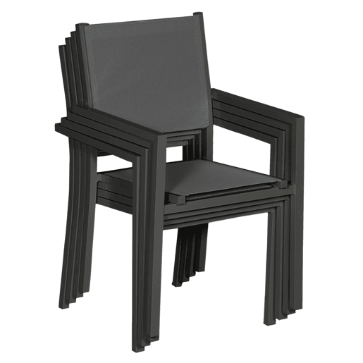 Juego de 10 sillas de aluminio antracita - textileno gris