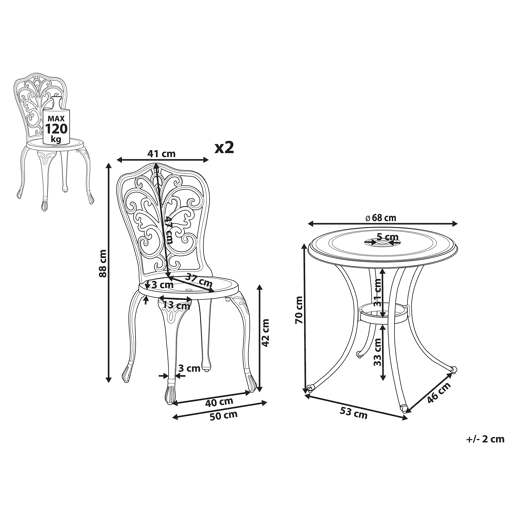 Beliani Conjunto bistrô TRIORAANDALO