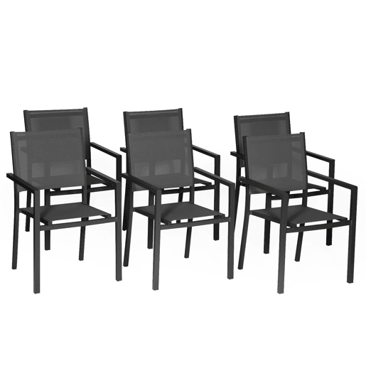 Juego de 6 sillas de aluminio antracita - textileno gris