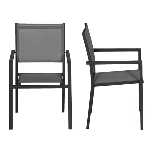 Juego de 6 sillas de aluminio antracita - textileno gris