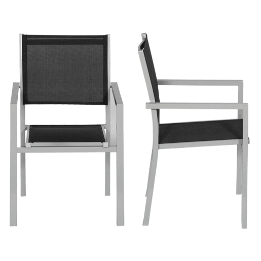 Juego de 10 sillas de aluminio gris - textileno negro