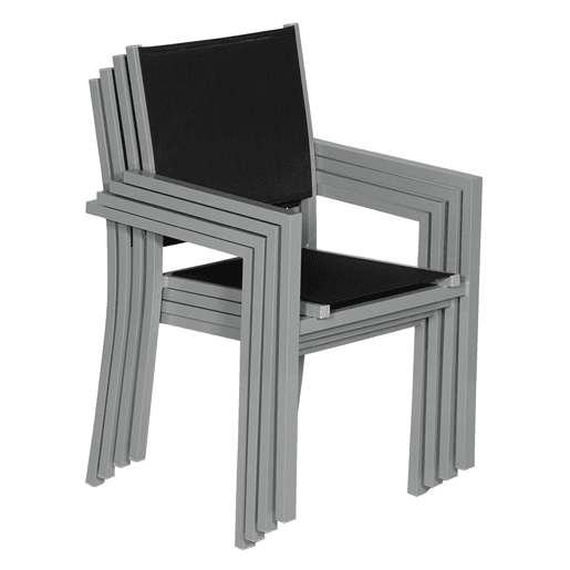 Juego de 10 sillas de aluminio gris - textileno negro