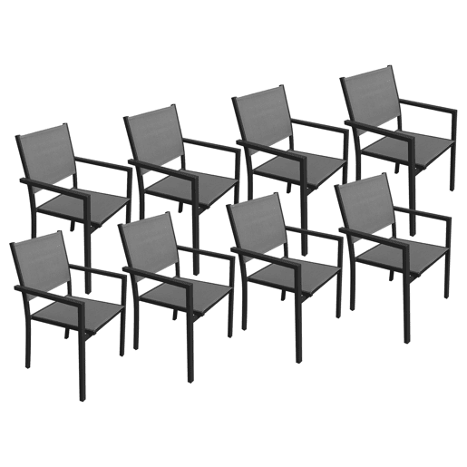Juego de 8 sillas de aluminio antracita - textileno gris