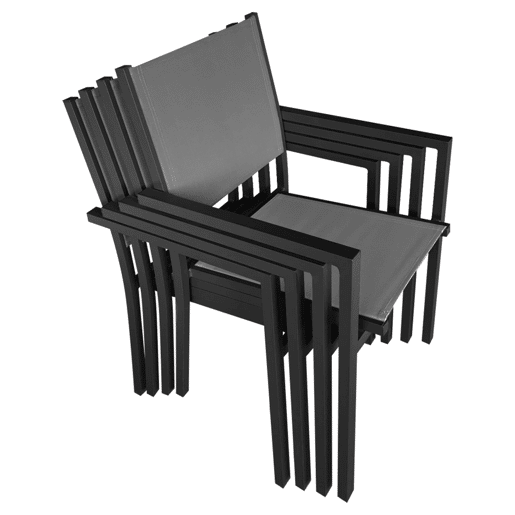 Juego de 8 sillas de aluminio antracita - textileno gris