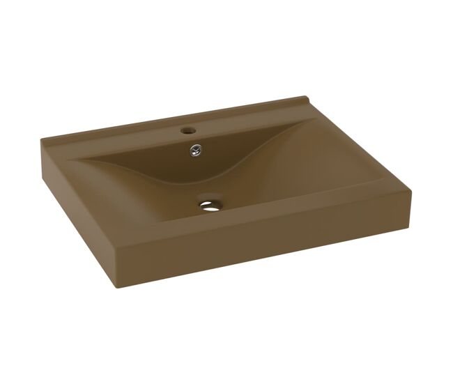 Vidaxl lavabo de lujo con grifo cerámica 60x46 cm crema mate