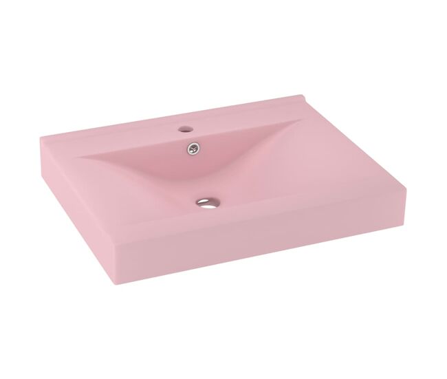 Vidaxl lavabo de lujo con grifo cerámica 60x46 cm rosa mate