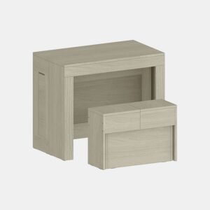 Conjunto de mesa e cadeiras com efeito madeira
