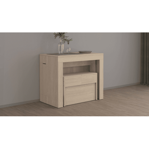 Conjunto de mesa e cadeiras com efeito madeira