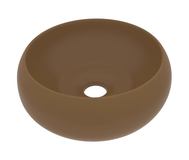 Vidaxl lavabo de lujo redondo cerámica crema mate 40x15 cm