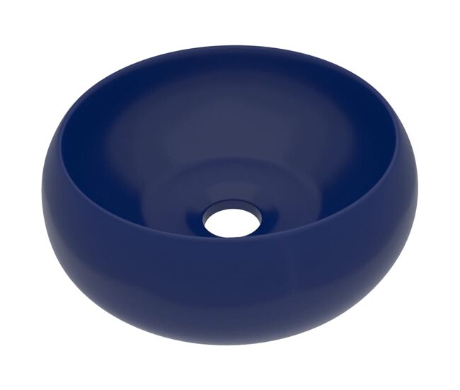 Vidaxl lavabo de lujo redondo cerámica azul oscuro mate 40x15 cm