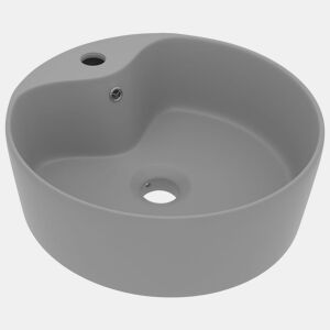 vidaXL Lavatório com extravasamento 36x13 cm cerâmica cinza-claro mate
