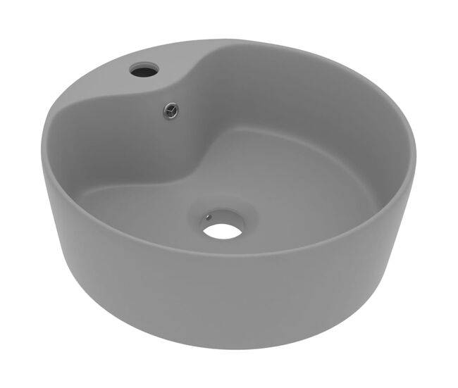 Vidaxl lavabo lujoso con rebosadero cerámica gris claro mate 36x13 cm