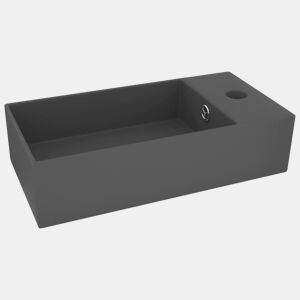 vidaXL Lavatório WC c extravasamento cerâmica cinzento-escuro