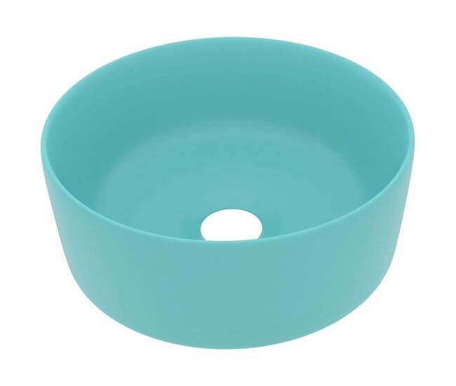 Vidaxl lavabo de lujo redondo cerámica verde claro mate 40x15 cm