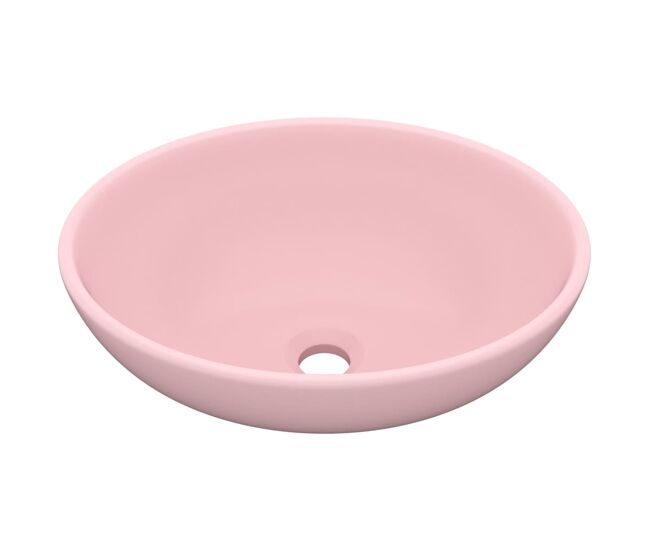 Vidaxl lavabo de lujo ovalado cerámica rosa mate 40x33 cm