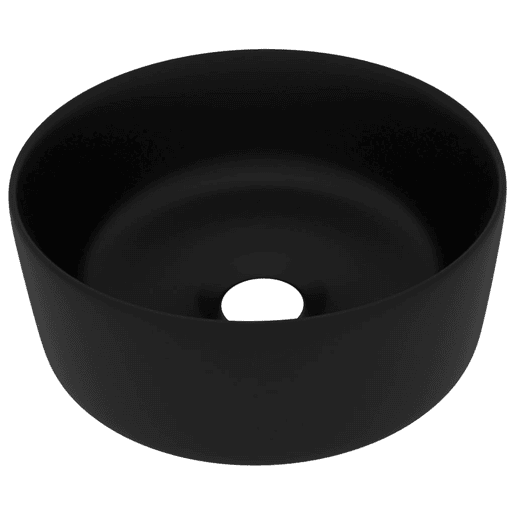 vidaXL Lavatório luxuoso redondo 40x15 cm cerâmica preto mate vidaXL Lavatório luxuoso redondo 40x15 cm cerâmica preto mate