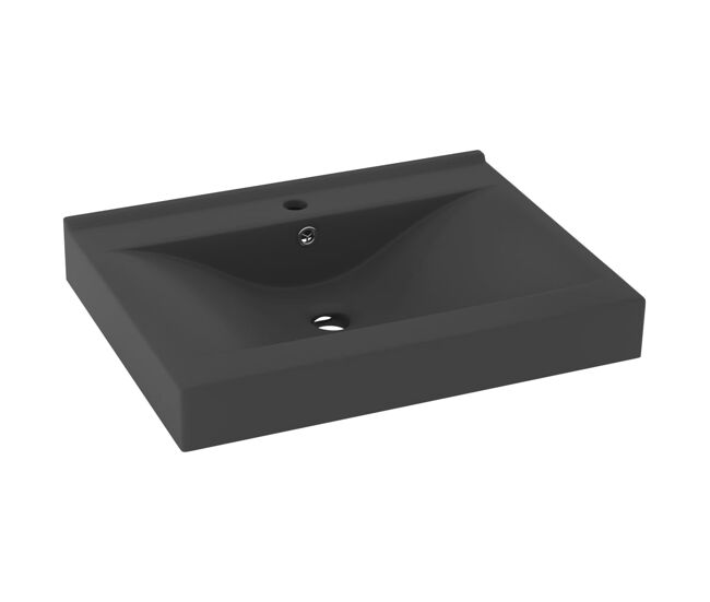 Vidaxl lavabo de lujo con grifo cerámica gris oscuro 60x46 cm