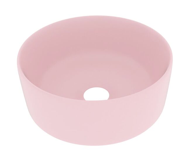 Vidaxl lavabo de lujo redondo cerámica rosa mate 40x15 cm