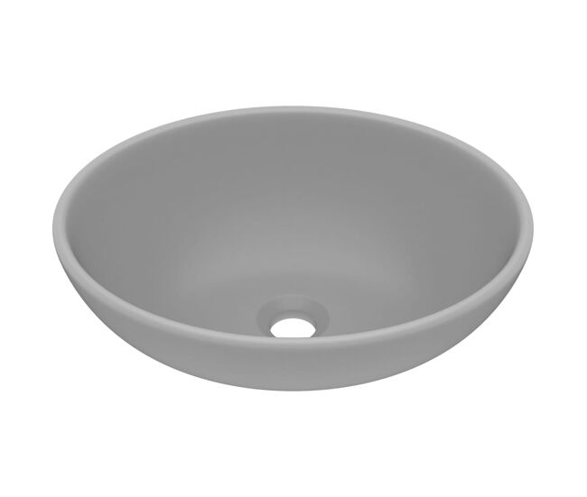 Vidaxl lavabo de lujo ovalado cerámica gris claro mate 40x33 cm